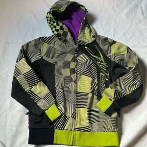 FLY RACING Neon Green Black Logo Motor Cross Hooded Jacket  youth Large